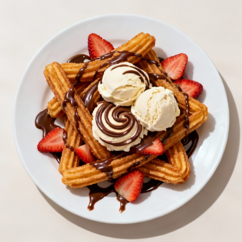 Churros With Strawberry & Nutella Sauce 